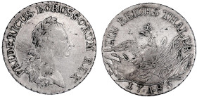 Altdeutsche Münzen und Medaillen

Brandenburg-Preußen

Friedrich II., 1740-1786

Sterbetaler 1786 A, Berlin. Mzz. zwischen zwei Punkten. gutes s...