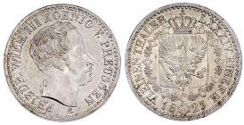 Altdeutsche Münzen und Medaillen

Brandenburg-Preußen

Friedrich Wilhelm III., 1797-1840

1/6 Taler 1823 A. prägefrisch/fast Stempelglanz. Jaege...