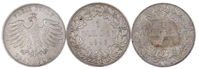 Altdeutsche Münzen und Medaillen

Frankfurt-Stadt

3 X 1 Gulden: 1840, 1846,...