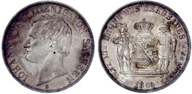 Altdeutsche Münzen und Medaillen

Sachsen-Albertinische Linie

Johann, 1854-1873

Ausbeutevereinstaler 1865 B. gutes vorzüglich, kl. Kratzer, sc...