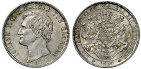 Altdeutsche Münzen und Medaillen

Sachsen-Albertinische Linie

Johann, 1854-1873

Vereinstaler 1869 B. sehr schön/vorzüglich. Jaeger 126. Thun 3...