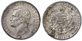 Altdeutsche Münzen und Medaillen

Sachsen-Albertinische Linie

Johann, 1854-1873

Vereinstaler 1871 B. sehr schön/vorzüglich. Jaeger 126. Thun 3...