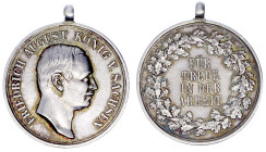 Altdeutsche Münzen und Medaillen

Sachsen-Albertinische Linie

Friedrich August III., 1904-1918

Tragbare Silbermedaille o.J. von Barduleck, für...