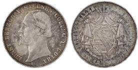 Altdeutsche Münzen und Medaillen

Sachsen-Coburg-Gotha

Ernst II., 1844-1893

Vereinstaler 1862 B. fast vorzüglich, schöne Patina. Jaeger 296. T...
