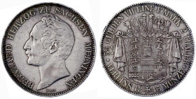Altdeutsche Münzen und Medaillen

Sachsen-Meiningen

Bernhard II., 1821-1866

Vereinsdoppeltaler 1843. sehr schön, kl. Randfehler. Jaeger 439. T...