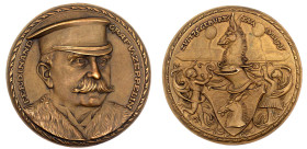 Medaillen

Medailleure

Goetz, Karl

Große Bronzemedaille 1913. Auf den 75. Geburtstag von Ferdinand Graf v. Zeppelin am 8.VII.1913. 65 mm. 115,...
