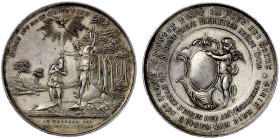 Medaillen

Religion

Taufe

Silbermedaille o.J. von Zimpel. Christi Taufe im Jordan/Engel hält Schild. 39 mm, 23,44 g. sehr schön/vorzüglich, kl...