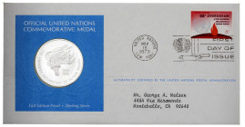 Medaillen

Zusammenstellungen und Lots

25 Medaillenbriefe Vereinte Nationen der 70er Jahre. Je mit Sterling-Silbermedaille (40 mm, ca. 20 g.), Br...