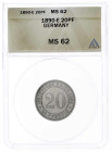 Reichskleinmünzen

20 Pfennig großer Adler, Nickel 1890-1892

1890 E. Im ANACS-Blister mit Grading MS 62. fast Stempelglanz, selten in dieser Erha...