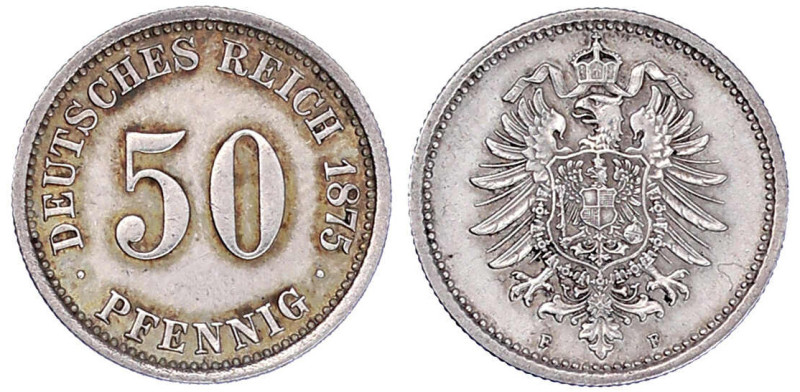 Reichskleinmünzen

50 Pfennig kleiner Adler, Silber 1875-1877

1875 F. gutes...