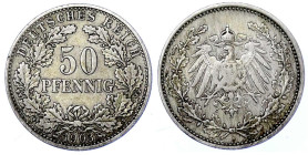 Reichskleinmünzen

50 Pfennig gr. Adler Eichenzweige Silb. 1896-1903

1903 A. fast sehr schön. Jaeger 15.
