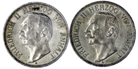 Reichssilbermünzen J. 19-178

Anhalt

Friedrich II., 1904-1918

2 X 3 Mark: 1909 A und 1911 A. sehr schön/vorzüglich und vorzüglich. Jaeger 23 (...