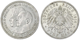 Reichssilbermünzen J. 19-178

Anhalt

Friedrich II., 1904-1918

5 Mark 1914 A. Silberne Hochzeit. vorzüglich, kl. Kratzer. Jaeger 25.