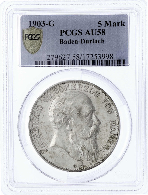 Reichssilbermünzen J. 19-178

Baden

Friedrich I., 1856-1907

5 Mark 1903 ...