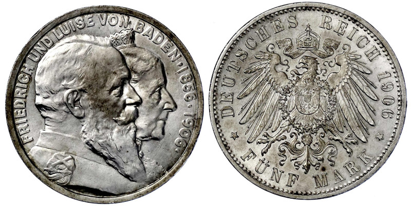 Reichssilbermünzen J. 19-178

Baden

Friedrich I., 1856-1907

5 Mark 1906....
