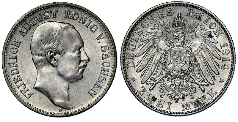 Reichssilbermünzen J. 19-178

Sachsen

Friedrich August III., 1904-1918

2...