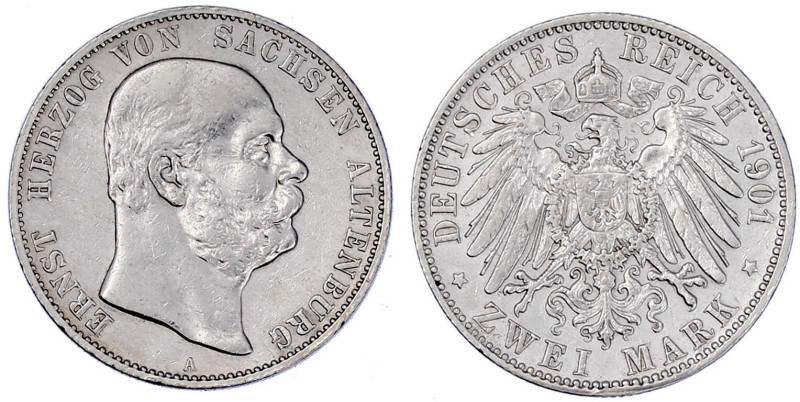 Reichssilbermünzen J. 19-178

Sachsen-Altenburg

Ernst, 1853-1908

2 Mark ...