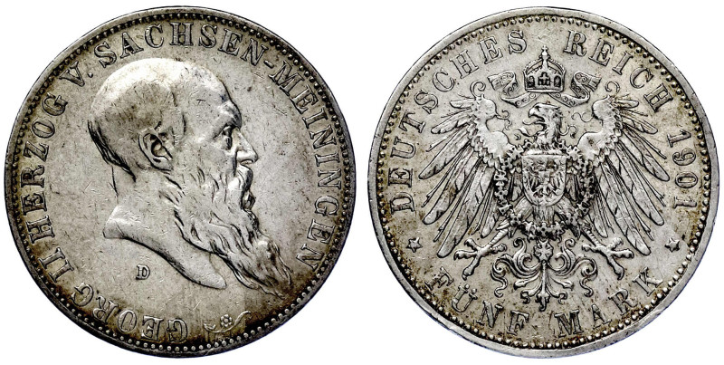 Reichssilbermünzen J. 19-178

Sachsen-Meiningen

Georg II., 1866-1914

5 M...