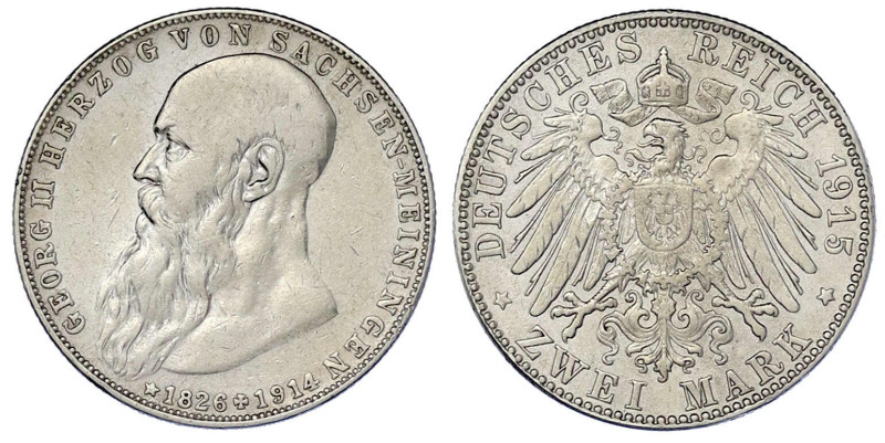 Reichssilbermünzen J. 19-178

Sachsen-Meiningen

Georg II., 1866-1914

2 M...