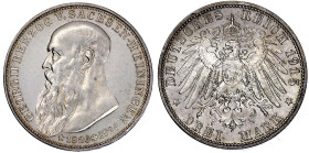 Reichssilbermünzen J. 19-178

Sachsen-Meiningen

Georg II., 1866-1914

3 Mark 1915. Auf seinen Tod. Polierte Platte, Vs. berieben. Jaeger 154.