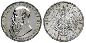 Reichssilbermünzen J. 19-178

Sachsen-Meiningen

Georg II., 1866-1914

3 Mark 1915. Auf seinen Tod. gutes vorzüglich, etwas berieben. Jaeger 154...