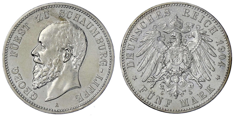 Reichssilbermünzen J. 19-178

Schaumburg-Lippe

Georg, 1893-1911

5 Mark 1...