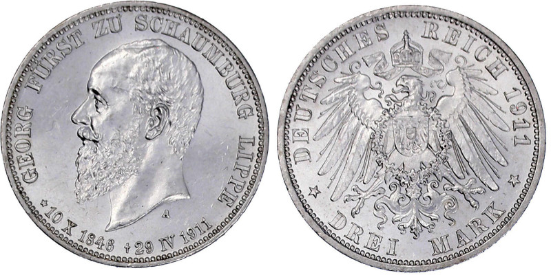 Reichssilbermünzen J. 19-178

Schaumburg-Lippe

Georg, 1893-1911

3 Mark 1...