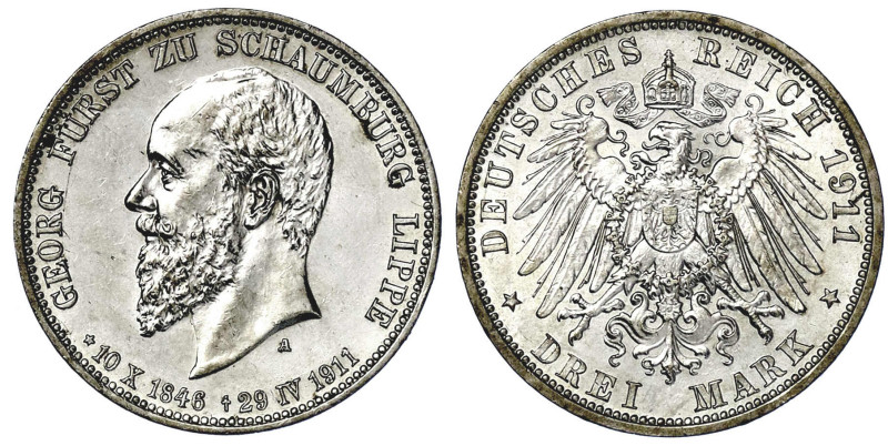 Reichssilbermünzen J. 19-178

Schaumburg-Lippe

Georg, 1893-1911

3 Mark 1...