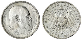 Reichssilbermünzen J. 19-178

Württemberg

Wilhelm II., 1891-1918

3 Mark 1916 zum 25 jähr. Regierungsjubiläum. Polierte Platte, nur min. berühr...