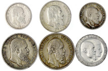 Reichssilbermünzen J. 19-178

Württemberg

Lots

Kl. Typensammlung, 6 Silbermünzen: 2 und 5 Mark Karl, 2, 3 und 5 Mark Wilhelm II., 3 Mark Silbe...