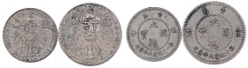 Münzen der Kolonien und Nebengebiete

Kiautschou

Pachtgebiet, 1897-1914

2 Stück: 5 und 10 Cent 1909. vorzüglich und gutes sehr schön. Jaeger 7...