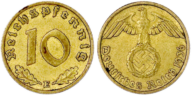Drittes Reich

Klein/- und Kursmünzen

10 Reichspfennig Hakenkr., messingf. ...