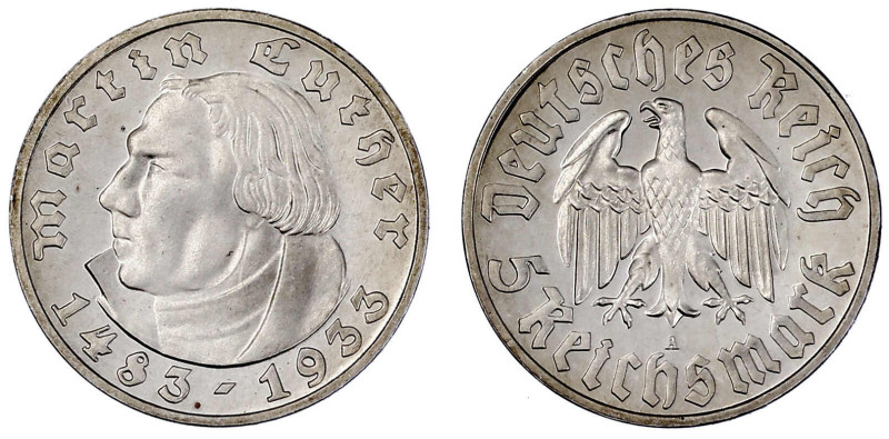 Drittes Reich

Gedenkmünzen

5 Reichsmark Luther

1933 A. Geringe Auflage....