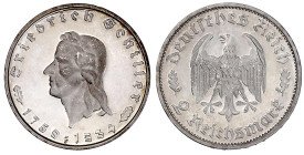 Drittes Reich

Gedenkmünzen

2 Reichsmark Schiller

1934 F. Polierte Platte, min. berieben. Jaeger 358.