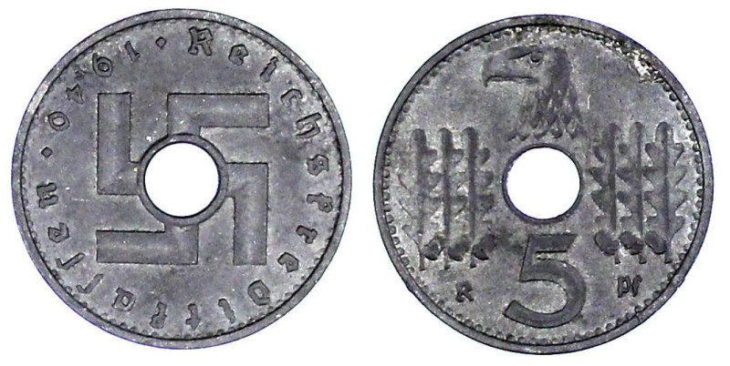 Drittes Reich

Reichskreditkassen

5 Pfennig 1940 F. vorzüglich, selten. Jae...