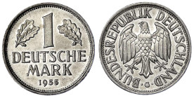 Münzen der Bundesrepublik Deutschland

Kursmünzen

1 Deutsche Mark Kupfer/Nickel 1950-2001

1955 G. vorzüglich/Stempelglanz, winz. Kratzer. Jaeg...