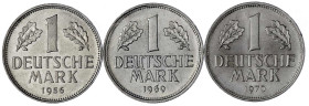 Münzen der Bundesrepublik Deutschland

Kursmünzen

1 Deutsche Mark Kupfer/Nickel 1950-2001

3 Stück: 1956 J, 1969 J, 1970 J. vorzüglich/Stempelg...