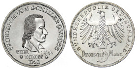 Münzen der Bundesrepublik Deutschland

Gedenkmünzen

5 Deutsche Mark, Silber, 1952-1979

Schiller 1955 F. fast Stempelglanz/Erstabschlag. Jaeger...