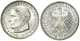 Münzen der Bundesrepublik Deutschland

Gedenkmünzen

5 Deutsche Mark, Silber, 1952-1979

Eichendorff 1957 J. fast Stempelglanz, Prachtexemplar. ...