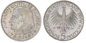 Münzen der Bundesrepublik Deutschland

Gedenkmünzen

5 Deutsche Mark, Silber, 1952-1979

Fichte 1964 J. Polierte Platte. Jaeger 393.