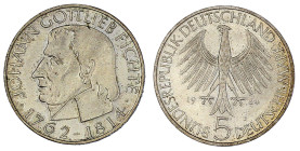Münzen der Bundesrepublik Deutschland

Gedenkmünzen

5 Deutsche Mark, Silber, 1952-1979

16 X Fichte 1964 J. meist prägefrisch. Jaeger 393 (16)....