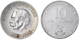 Münzen der Deutschen Demokratischen Republik

Gedenkmünzen der DDR

10 Mark 1975 A, Schweitzer-Materialprobe mit Rs. von Cu/Ni/Zn-Typ Warschauer V...