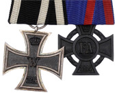 Orden und Ehrenzeichen

Deutschland

Deutsche Länder, bis 1918

Zweier-Ordenspange: EK II 1914 und Oldenburg Friedrich-August-Kreuz 2. Klasse. v...