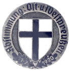 Orden und Ehrenzeichen

Deutschland

Weimarer Republik, 1919-1933

Emaill. Abzeichen 1920. Abstimmung Ost- und Westpreussen. 26 mm. vorzüglich