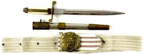 Militaria

Blankwaffen

Bulgarien

Offiziersdolch in Scheide mit Staatswappen, Gesamtlänge 33 cm, dazu die Offizierskoppel mit Messingschloss