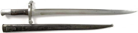 Militaria

Blankwaffen

Österreich

Bajonett Steyr 1886 in Scheide. Länge 61,5 cm