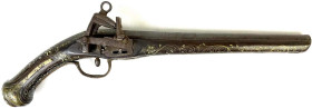 Militaria

Schusswaffen

Alte, vermutlich orientalische Steinschlosspistole um 1820 mit Messingbeschlägen und teils versilberten Intarsien. Länge ...