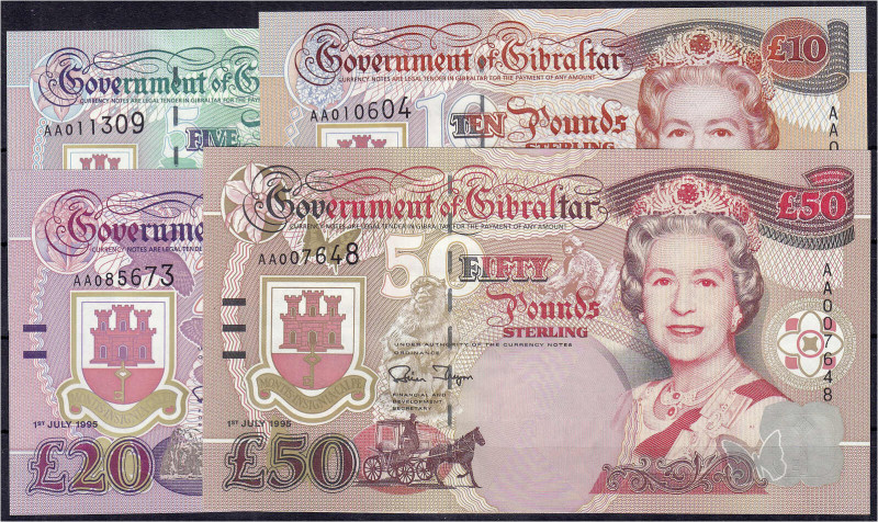 Banknoten

Ausland

Gibraltar

4 Scheine zu 5, 10, 20 u. 50 Pounds 1.7.199...