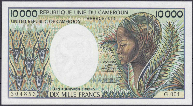 Banknoten

Ausland

Kamerun

10000 Francs o.D. (1981). I. Pick 20.