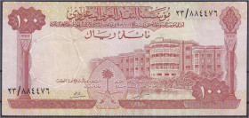 Banknoten

Ausland

Saudi-Arabien

100 Riyals AH1379 (1966). III. Pick 15a.